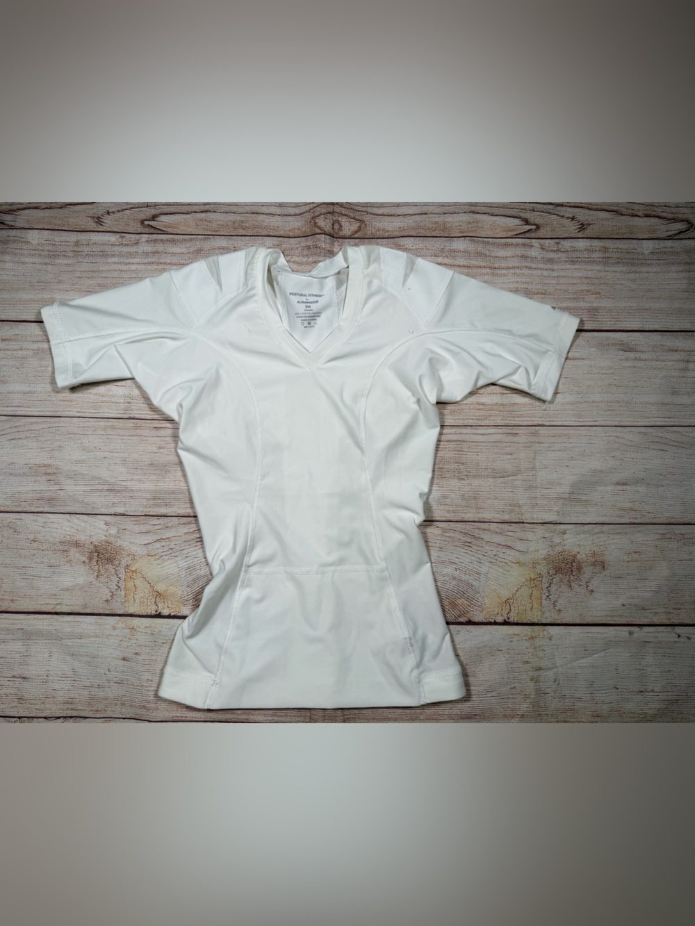 Postural Fitness by Alignmed Women’s White Short-Sleeve V-Neck Athletic Tee